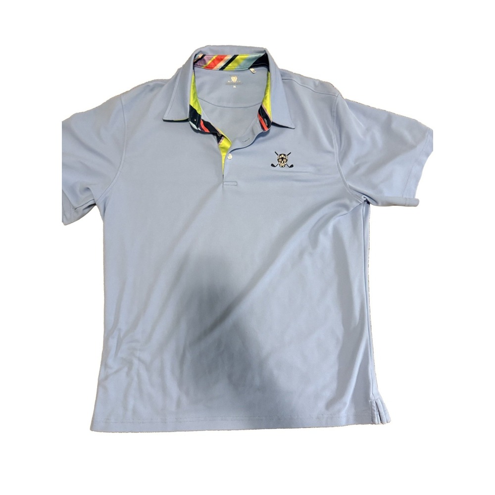 Chuco Golf Polo Shirt Men's XL Light Blue Performance Skull Logo Short Sleeve